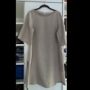 120% Lino- Linen Tunic Dress with Beaded Collar